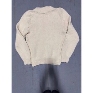 80s Shirley Ganton Vintage Handmade Chunky Knit Wool Sweater Ivory Pullover